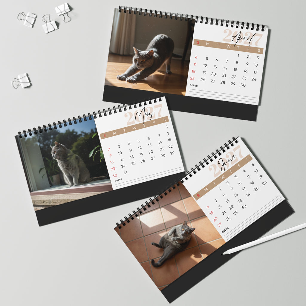 Chartreux Cat Desk Calendar 2027