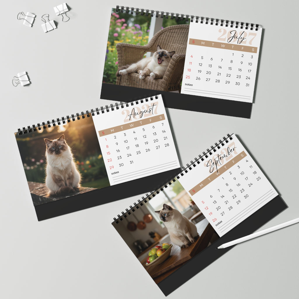 Birman Cat Desk Calendar 2027