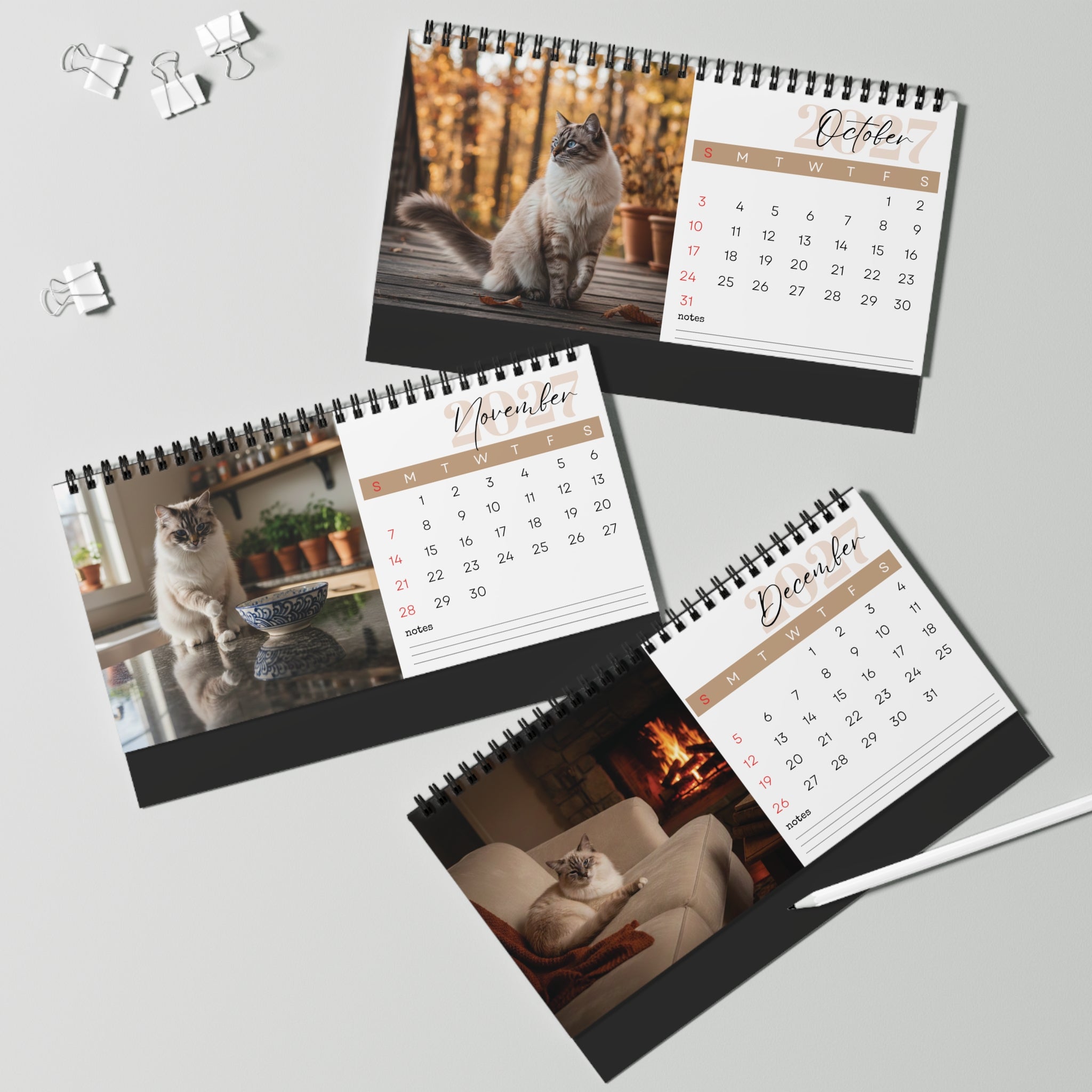 Balinese Cat Desk Calendar 2027