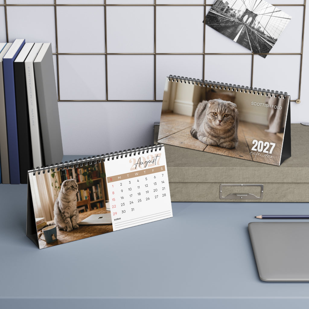 Scottish Fold Cat Desk Calendar 2027
