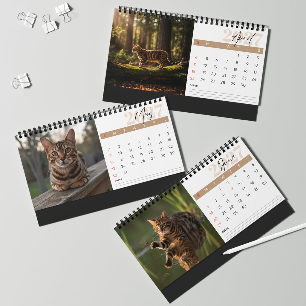 Bengal Cat Desk Calendar 2027