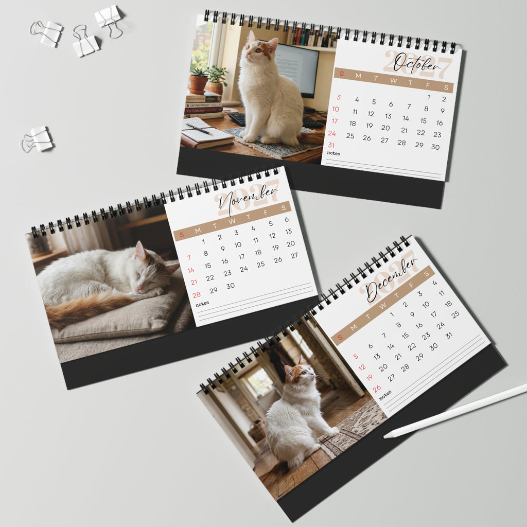 Turkish Van Cat Desk Calendar 2027