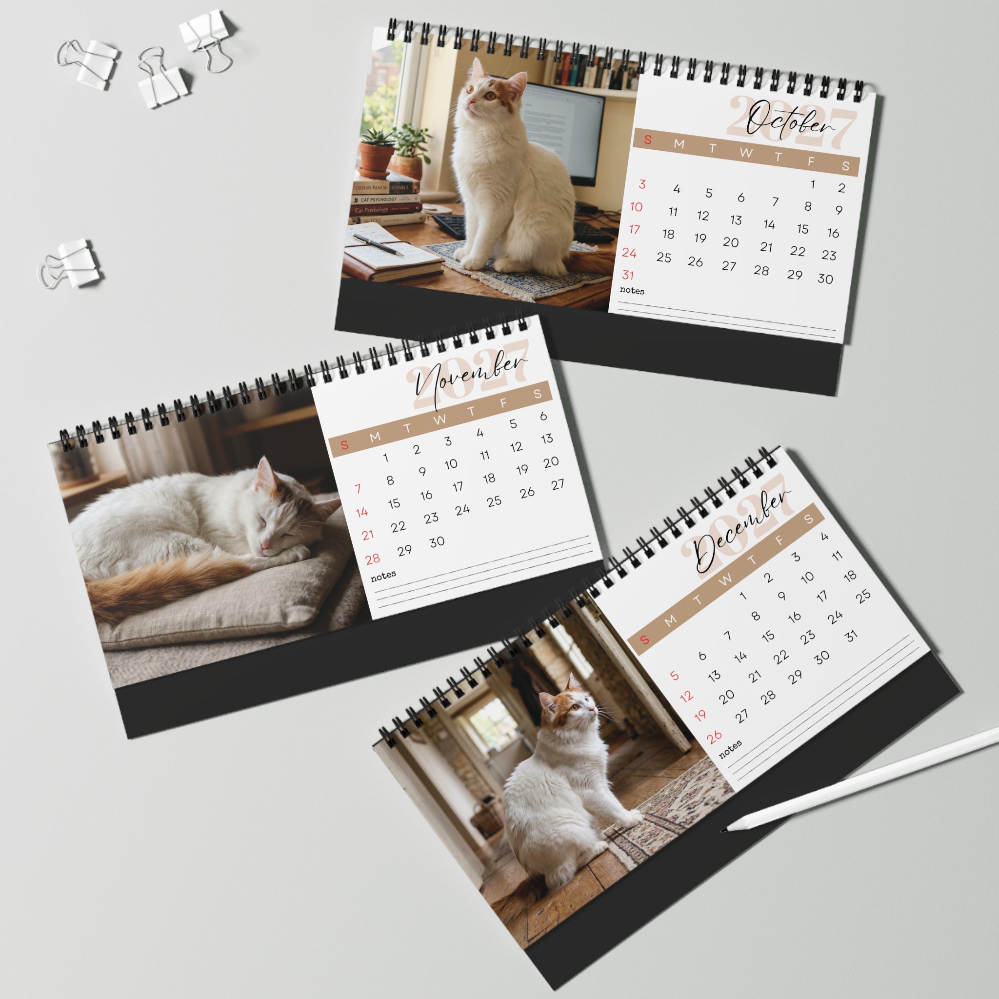 Turkish Van Cat Desk Calendar 2027