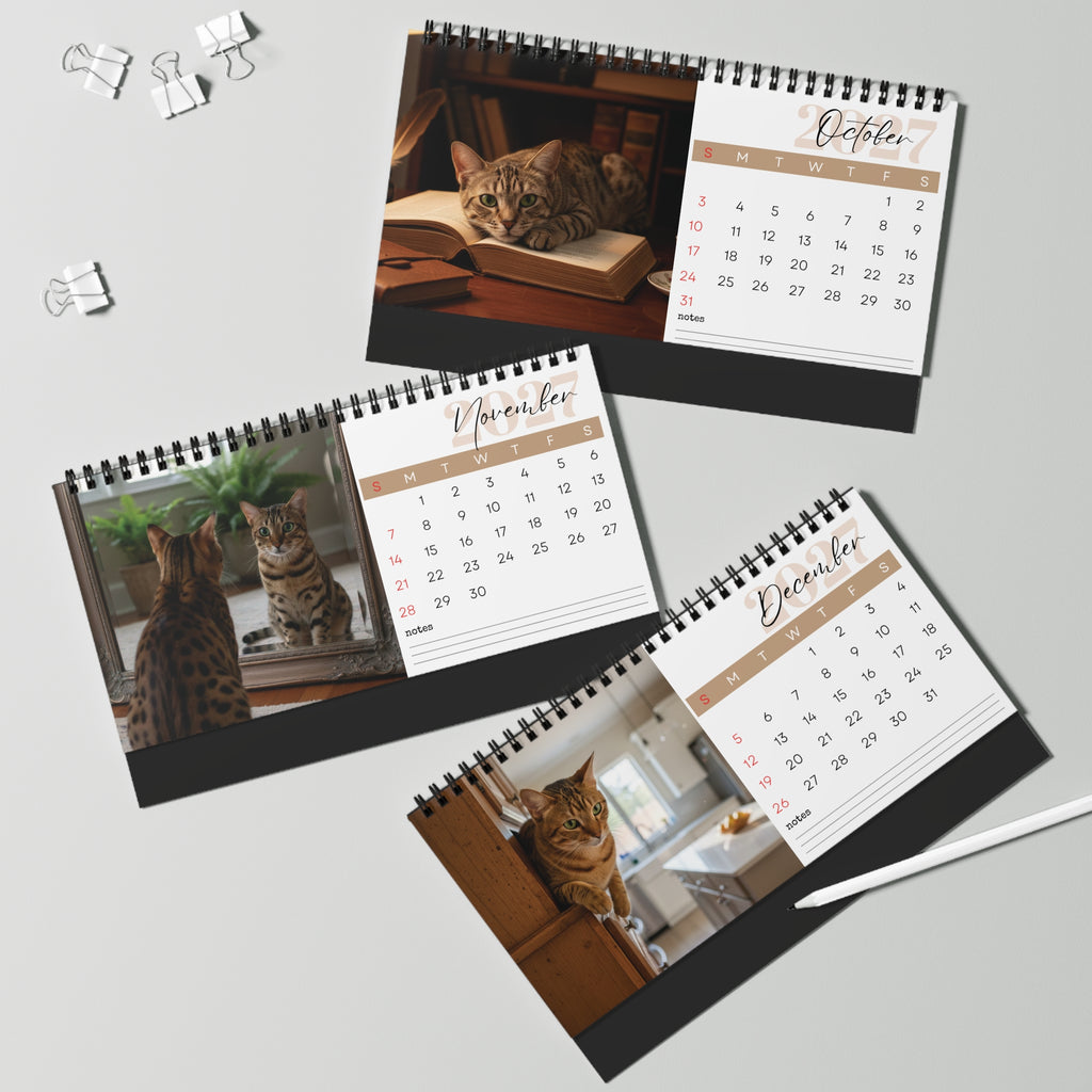 Egyptian Mau Desk Calendar 2027