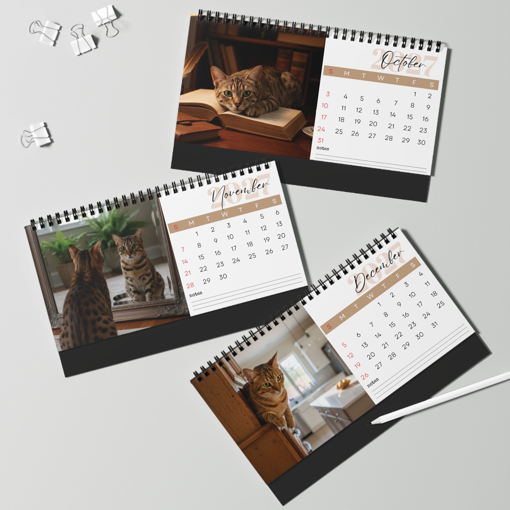 Egyptian Mau Desk Calendar 2027