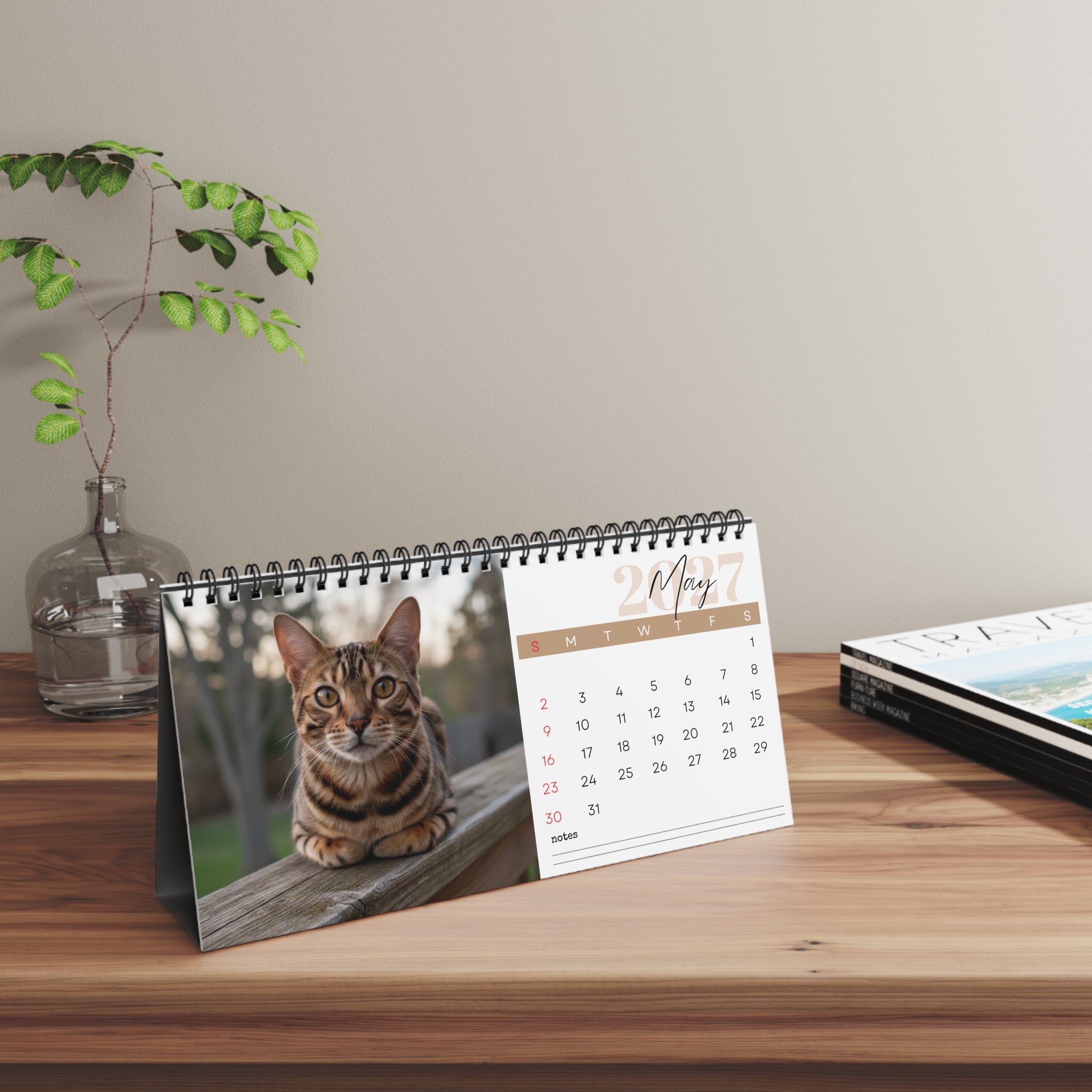 Bengal Cat Desk Calendar 2027