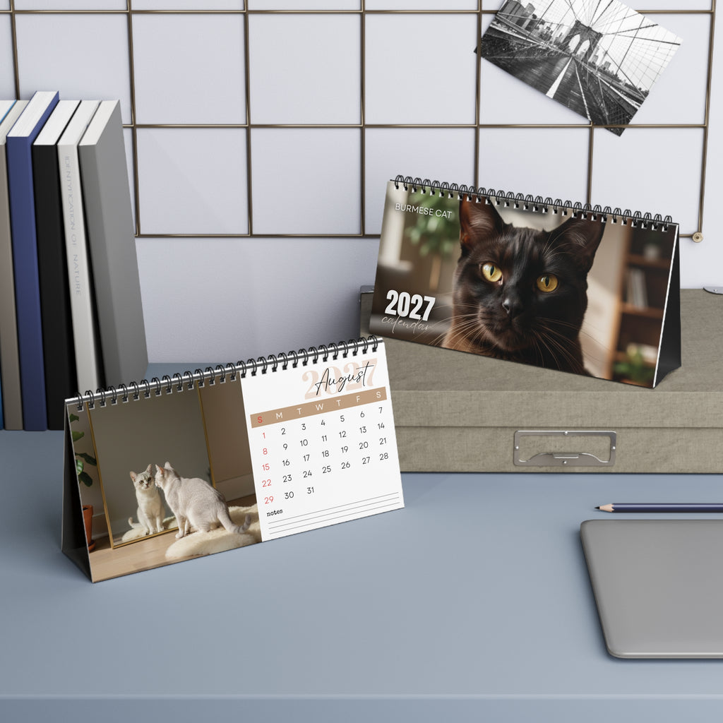 Burmese Cat Desk Calendar 2027