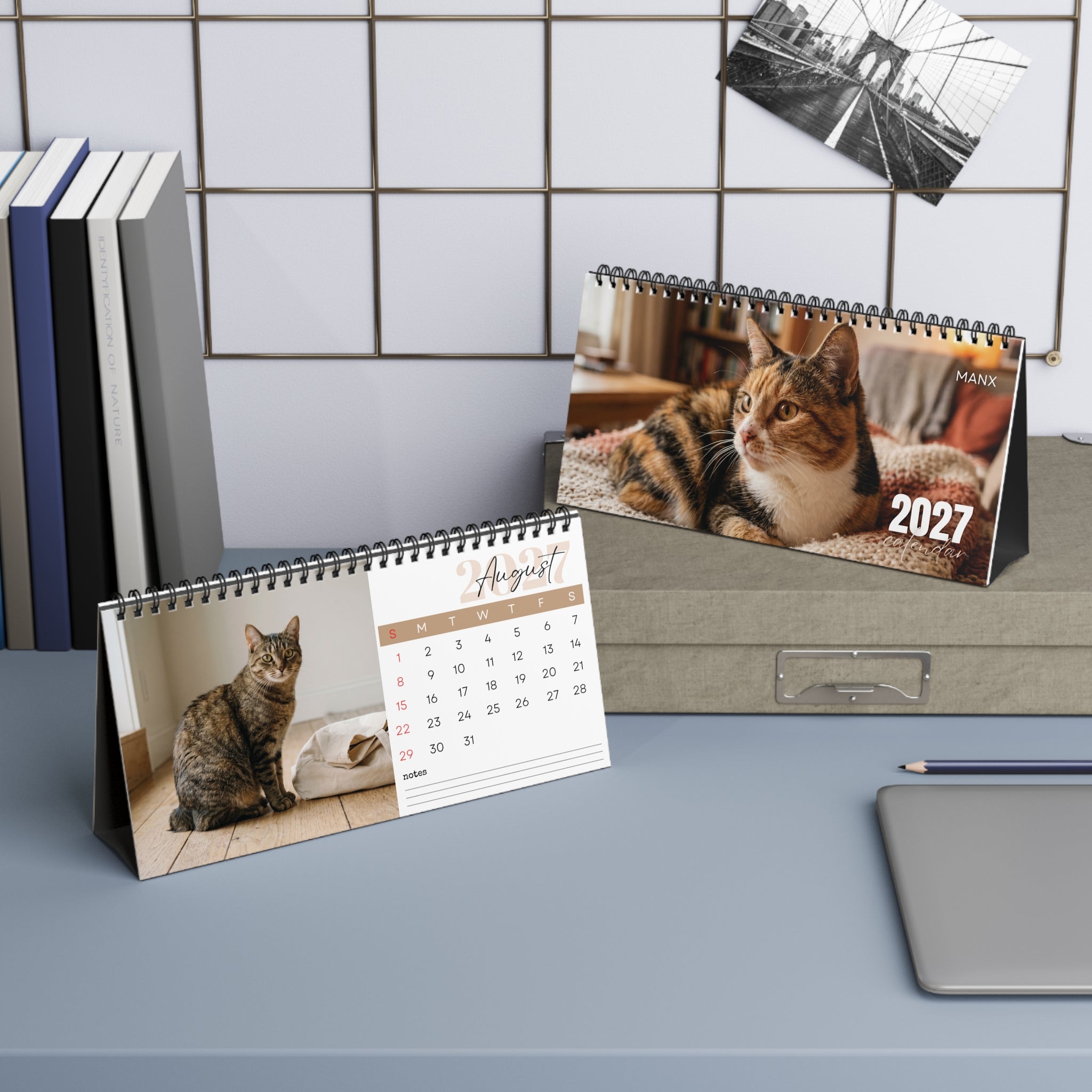 Manx Cat Desk Calendar 2027