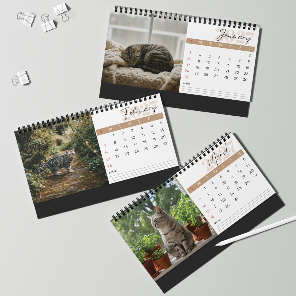 American Shorthair Cat Desk Calendar 2027