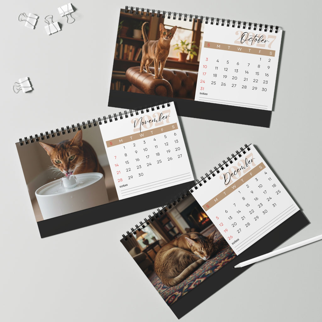 Abyssinian Cat Desk Calendar 2027