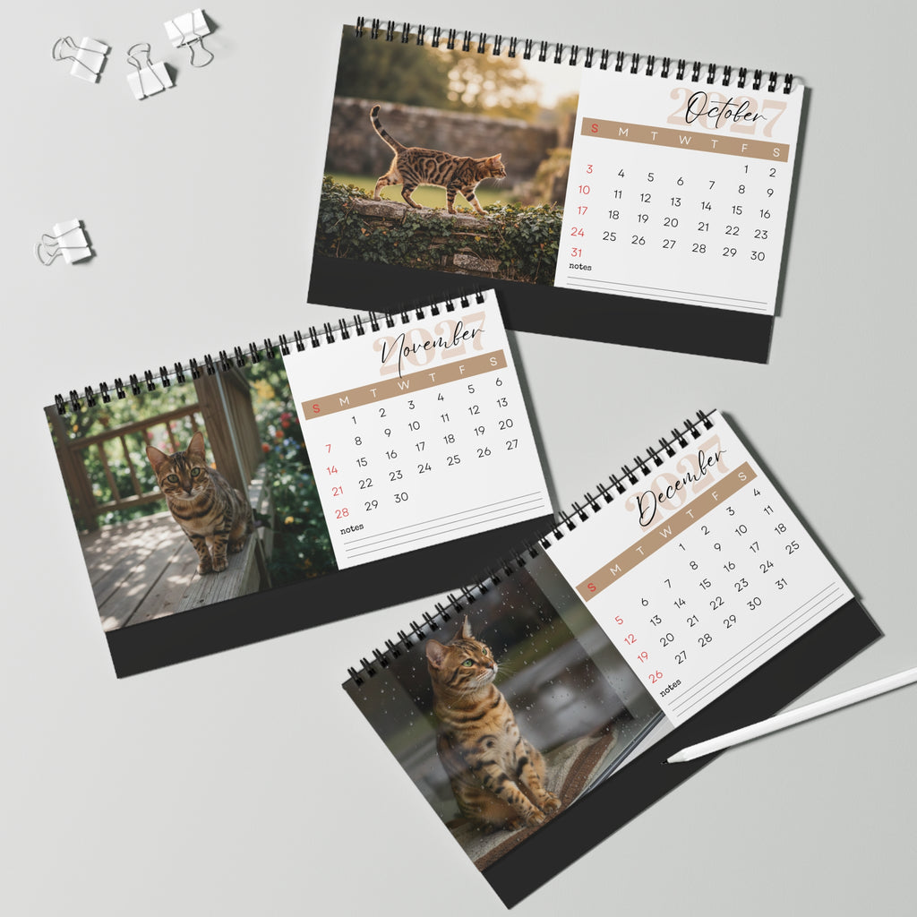 Bengal Cat Desk Calendar 2027