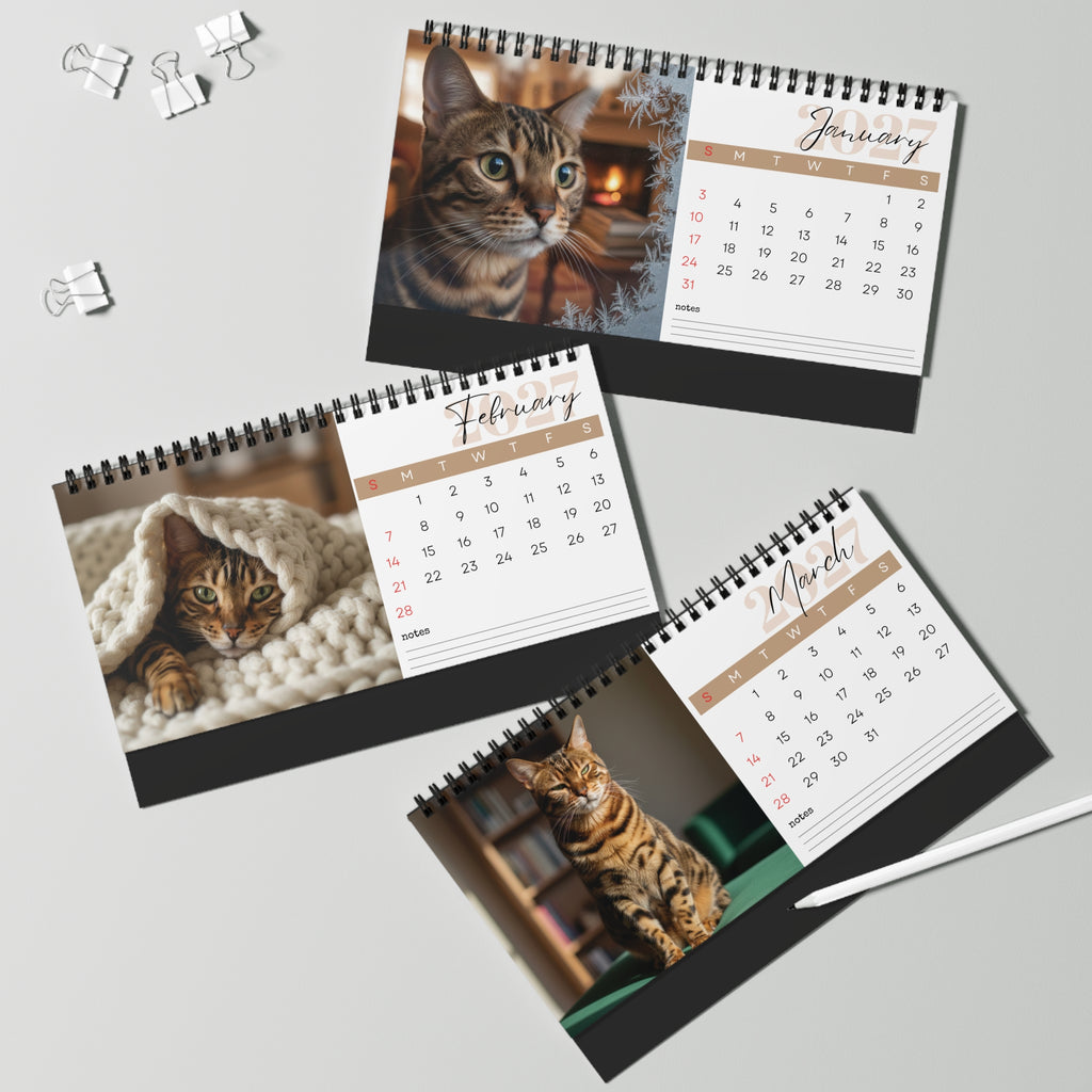Bengal Cat Desk Calendar 2027