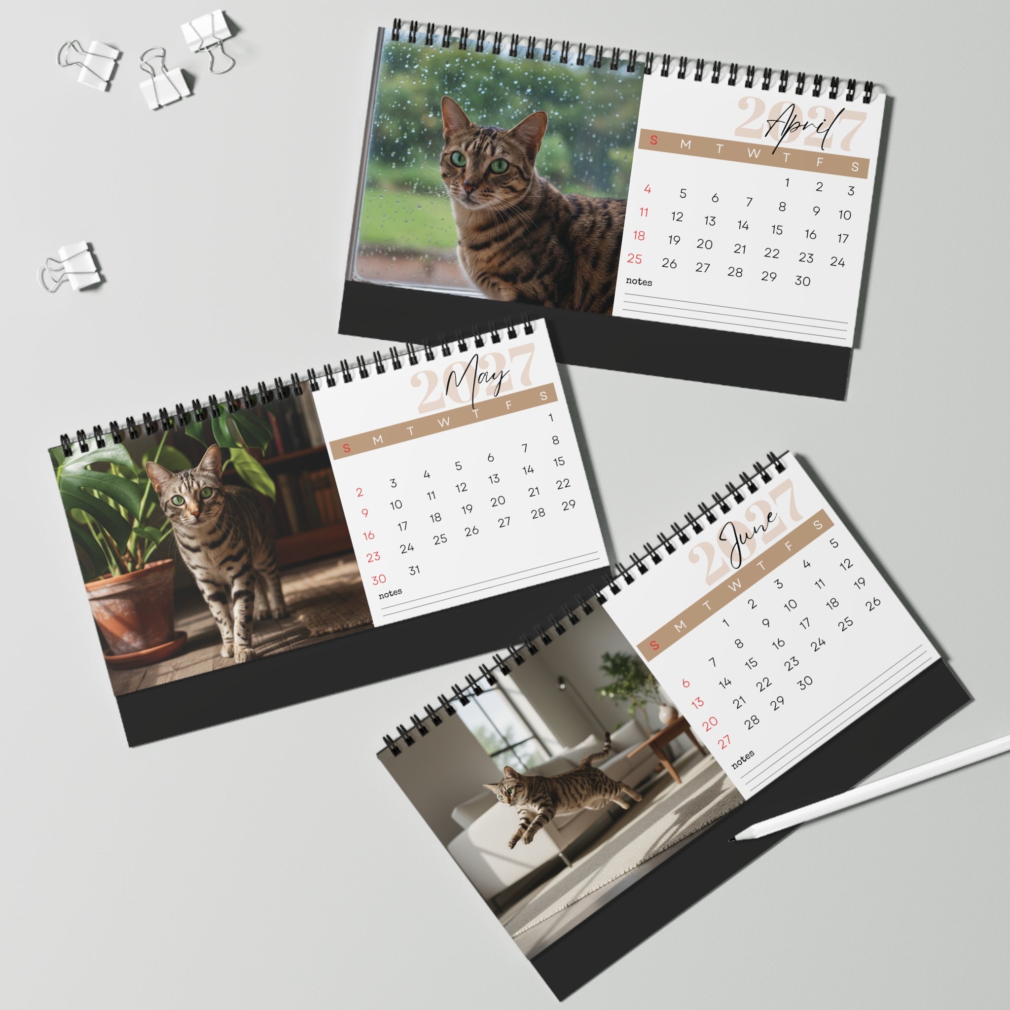 Egyptian Mau Desk Calendar 2027