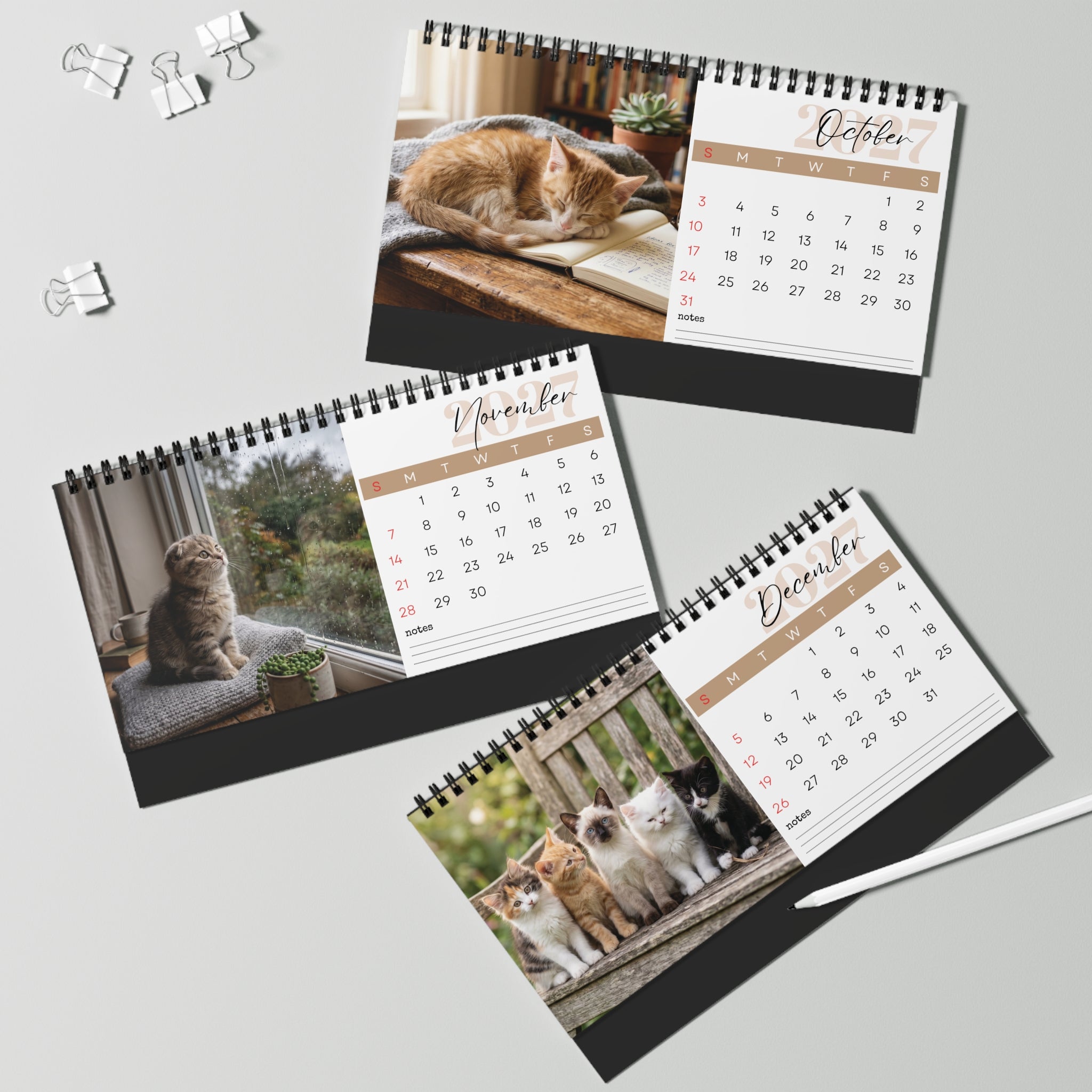 Kitten Desk Calendar 2027