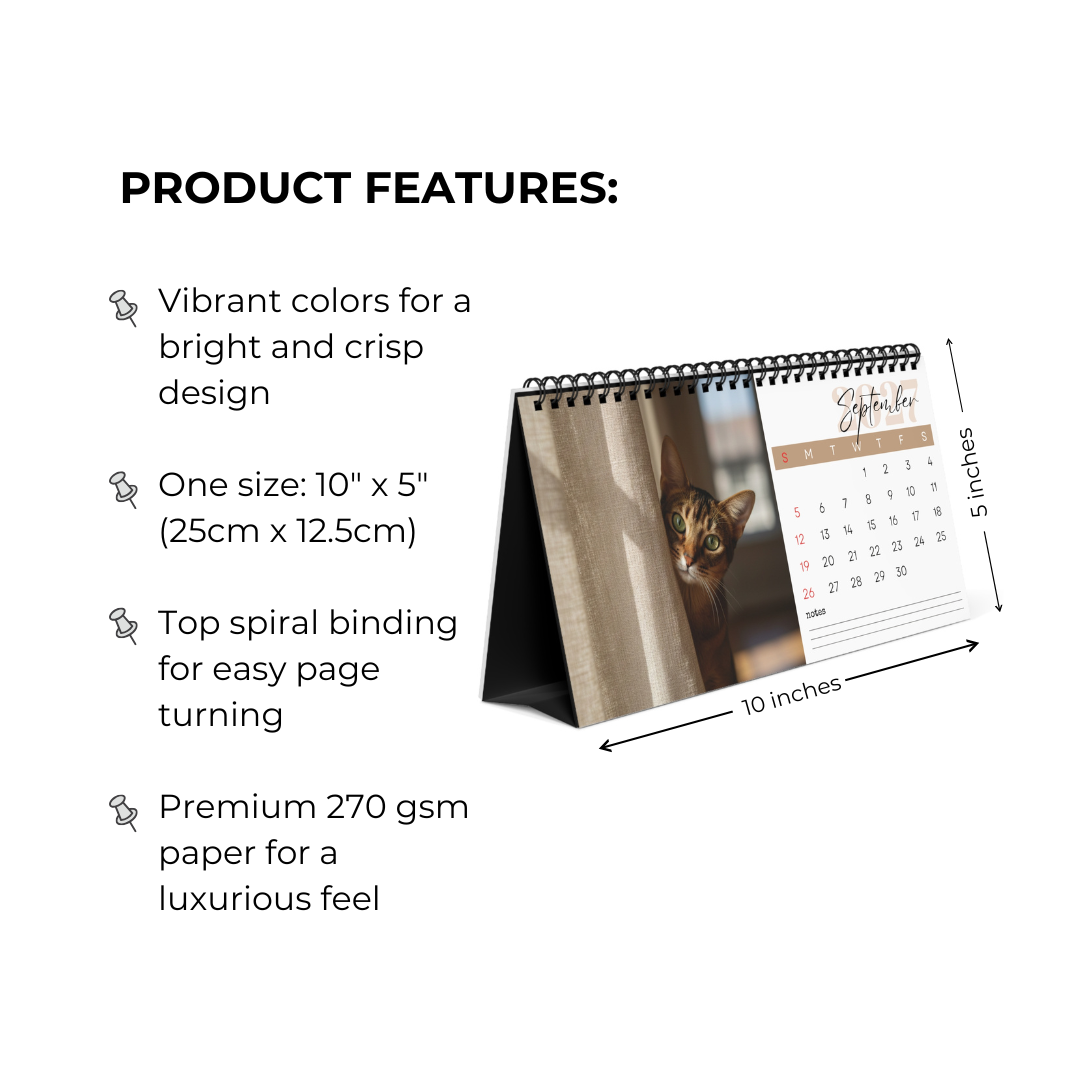 Abyssinian Cat Desk Calendar 2027