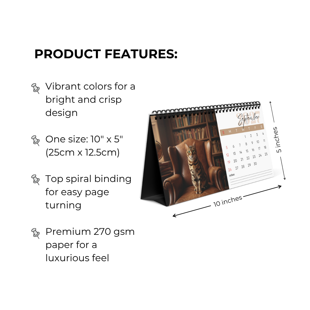 Bengal Cat Desk Calendar 2027