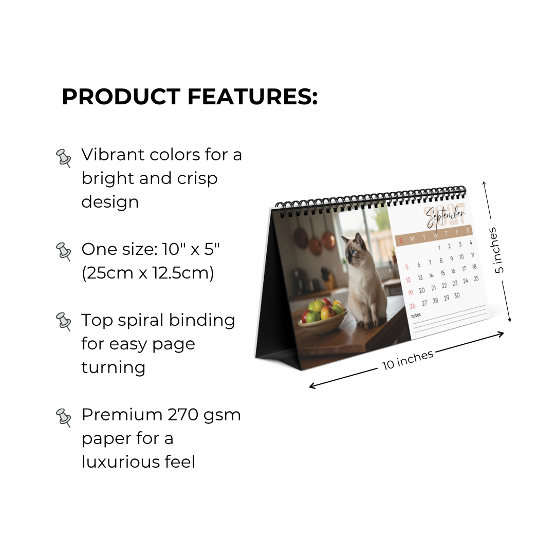 Birman Cat Desk Calendar 2027