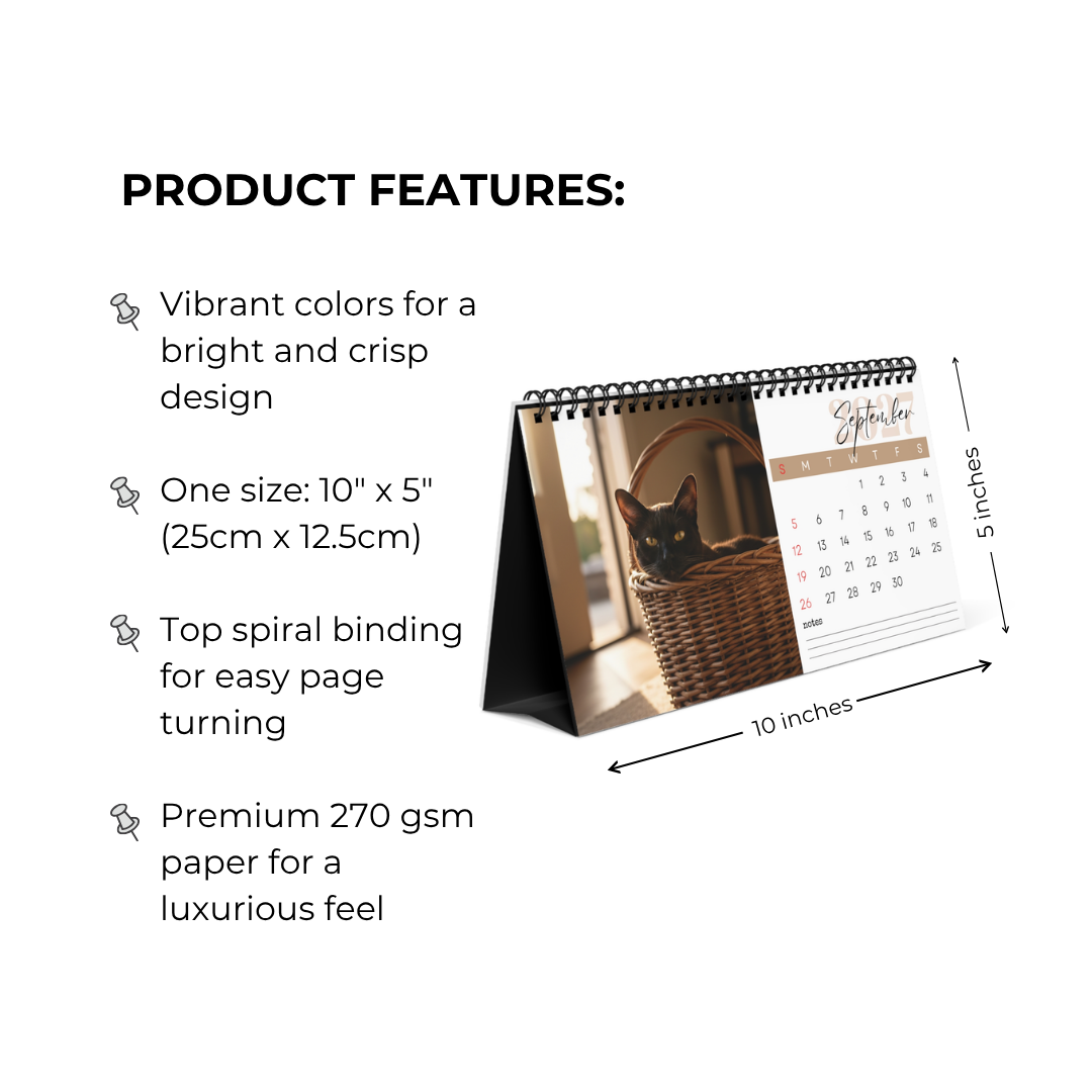 Burmese Cat Desk Calendar 2027