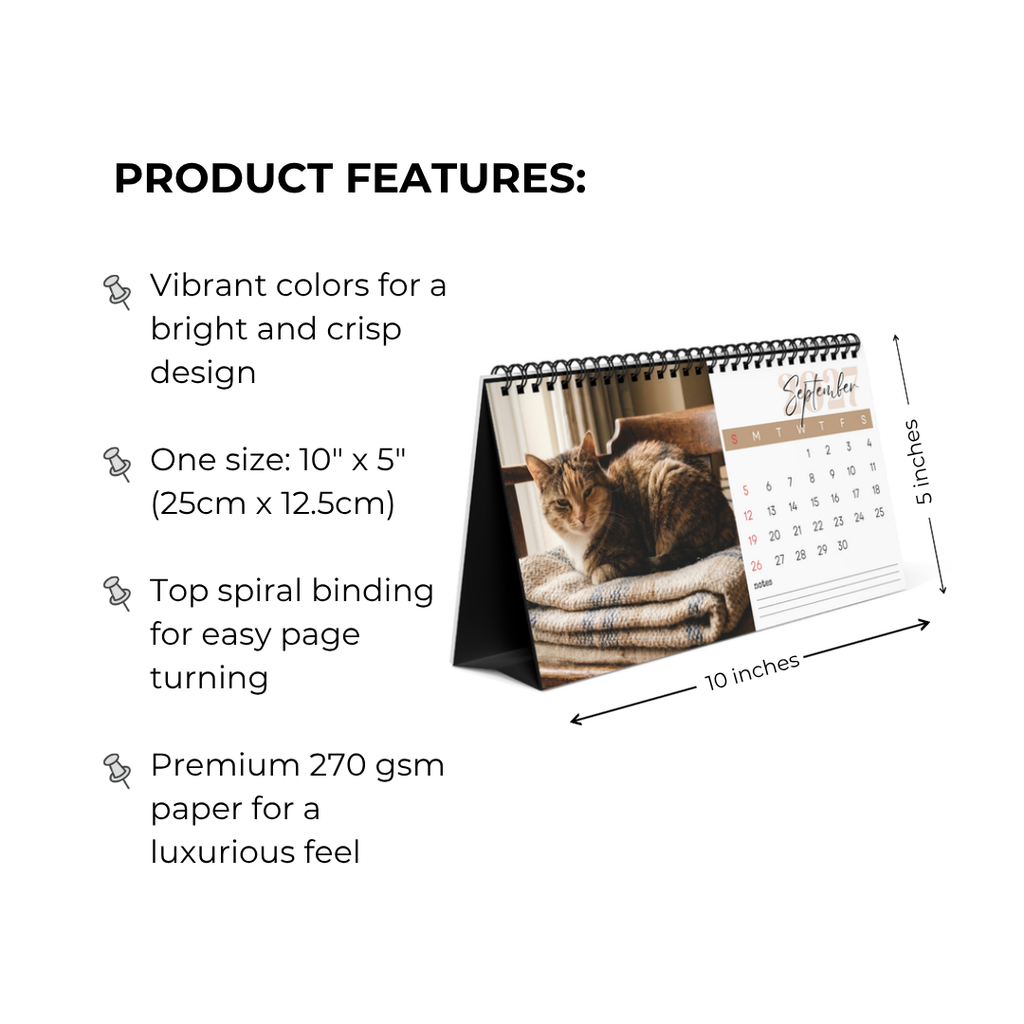Manx Cat Desk Calendar 2027