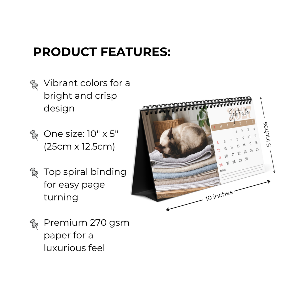 Oriental Shorthair Desk Calendar 2027
