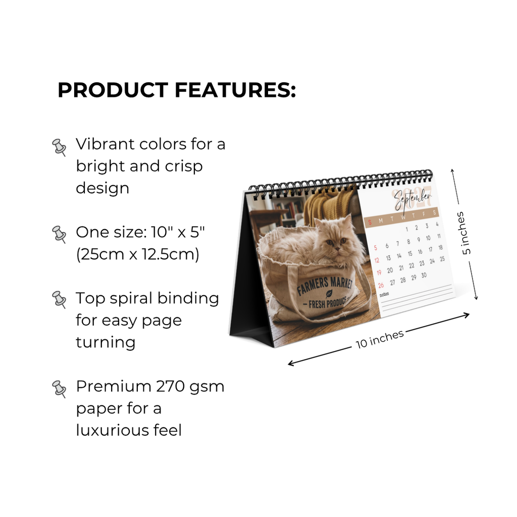 Persian Cat Desk Calendar 2027