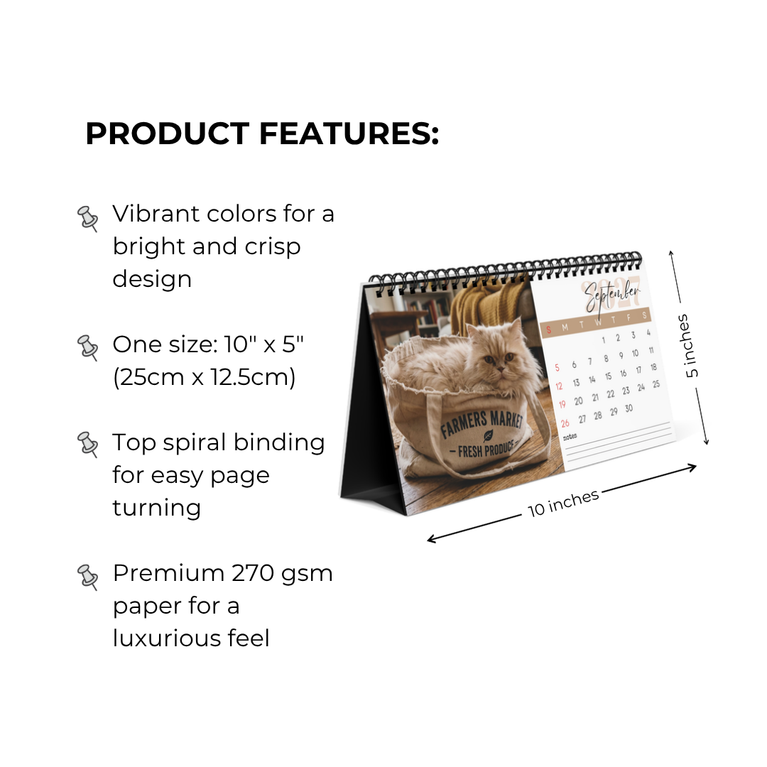 Persian Cat Desk Calendar 2027
