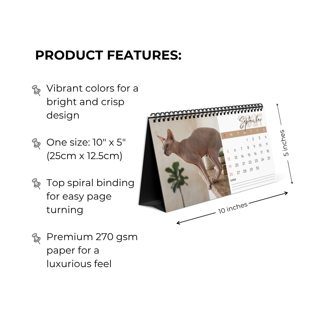 Peterbald Cat Desk Calendar 2027