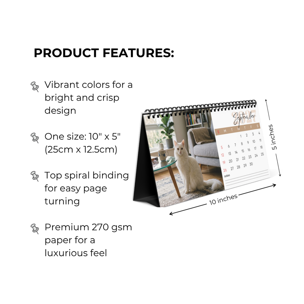 Turkish Angora Cat Desk Calendar 2027