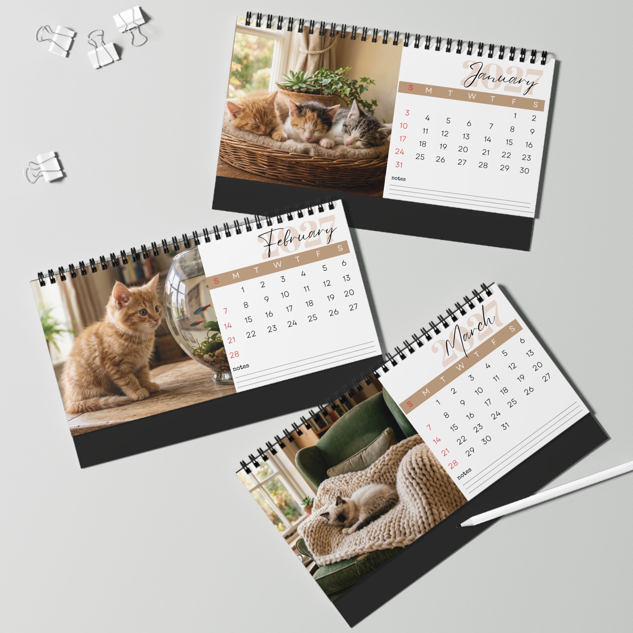 Kitten Desk Calendar 2027