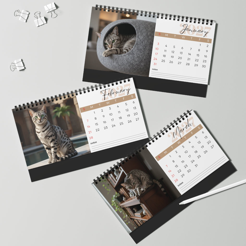 Egyptian Mau Desk Calendar 2027