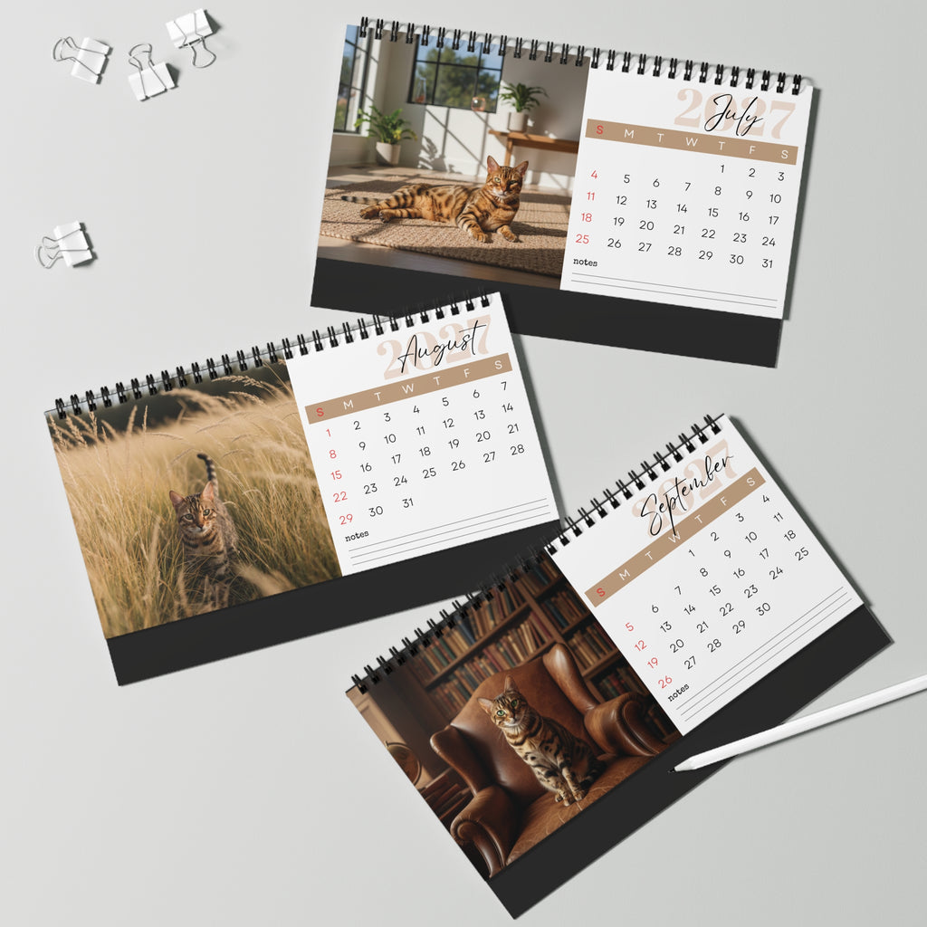 Bengal Cat Desk Calendar 2027