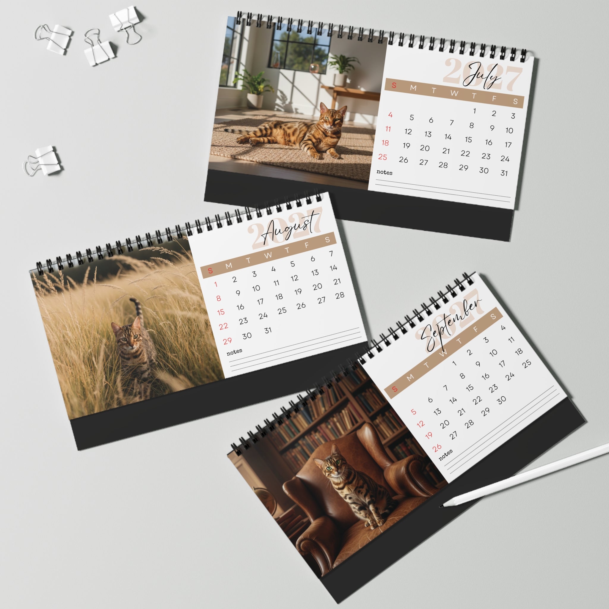 Bengal Cat Desk Calendar 2027