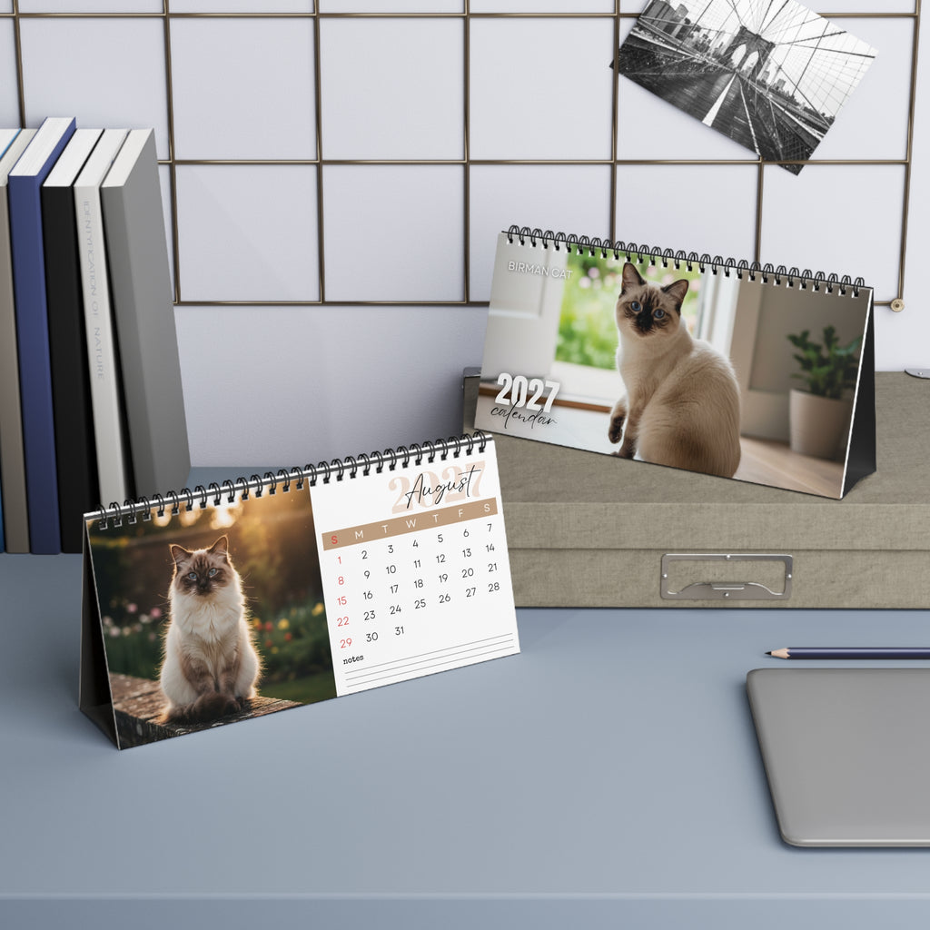 Birman Cat Desk Calendar 2027