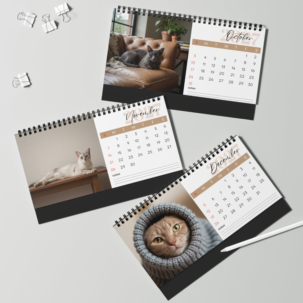 Burmese Cat Desk Calendar 2027