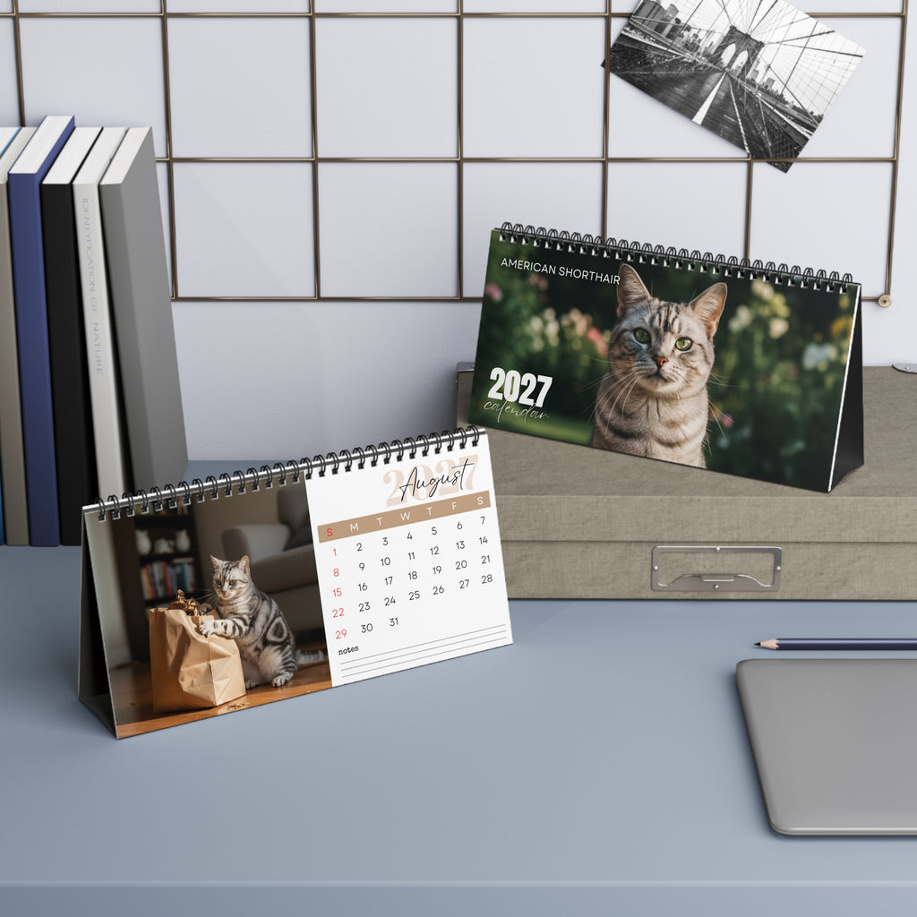 American Shorthair Cat Desk Calendar 2027