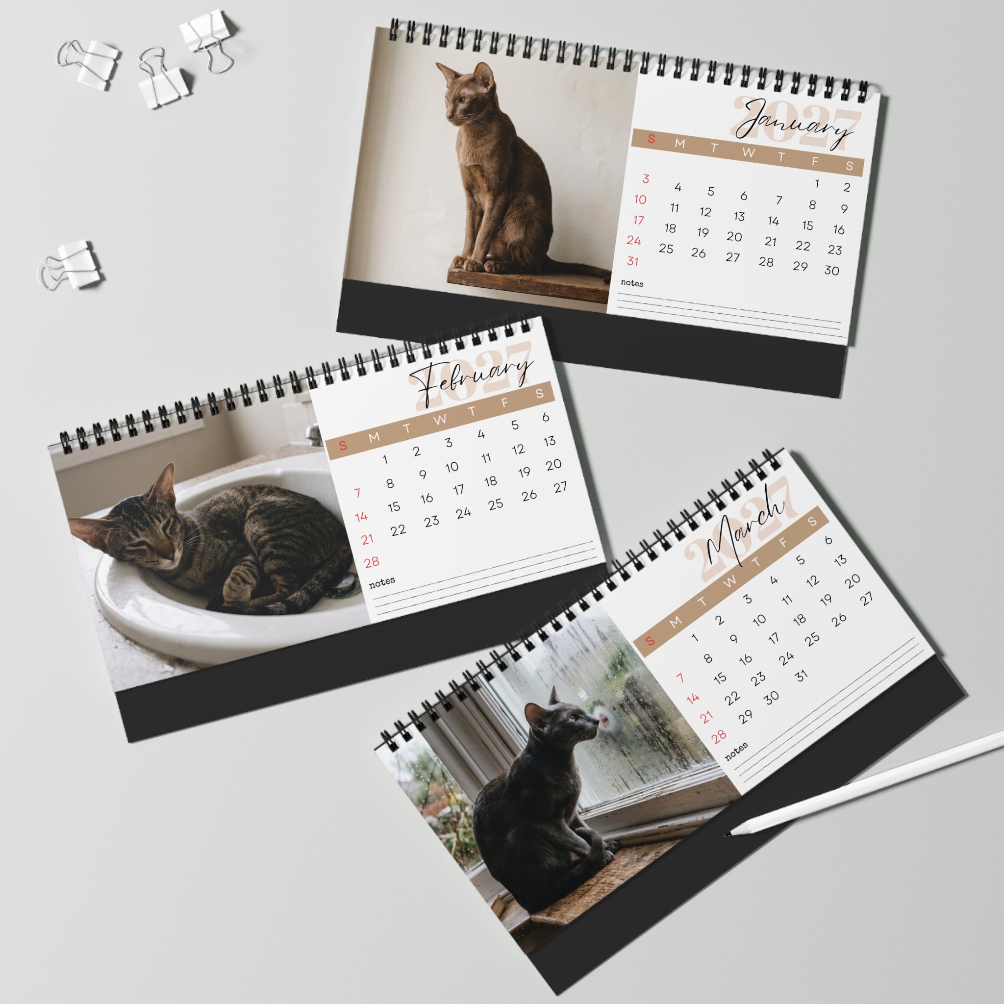 Oriental Shorthair Desk Calendar 2027