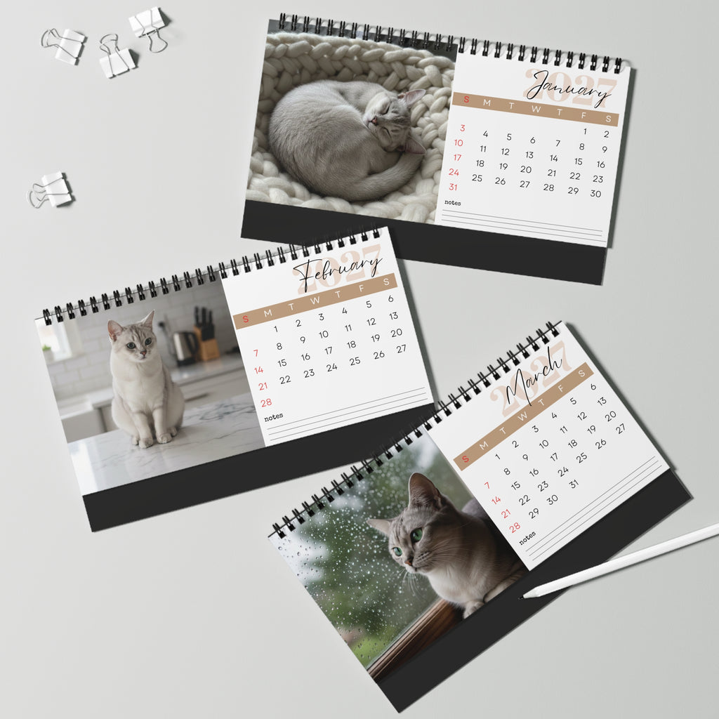 Burmilla Cat Desk Calendar 2027