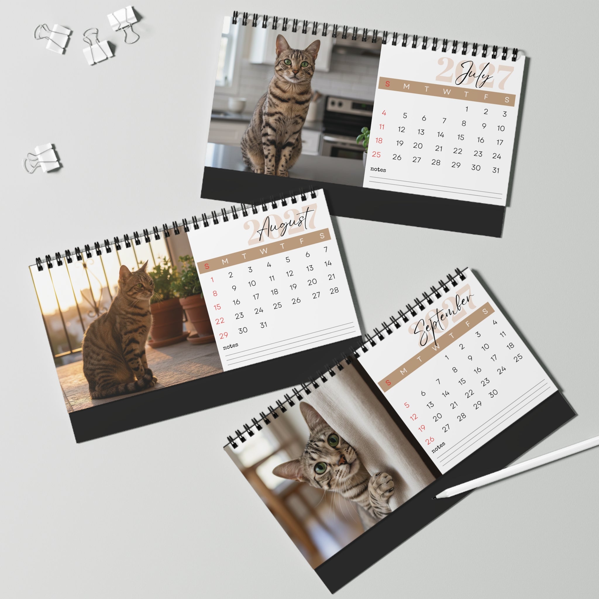 Egyptian Mau Desk Calendar 2027