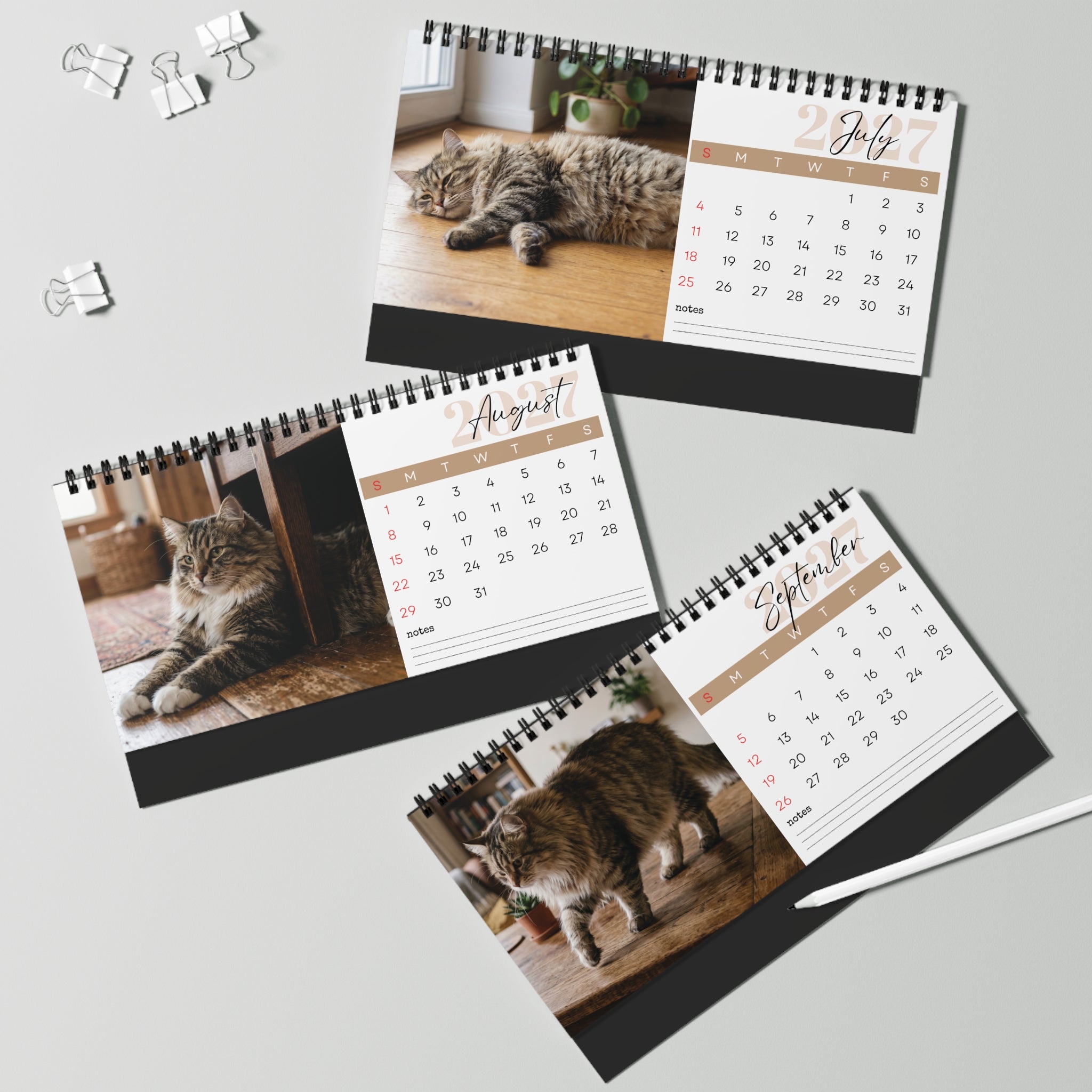 Siberian Cat Desk Calendar 2027