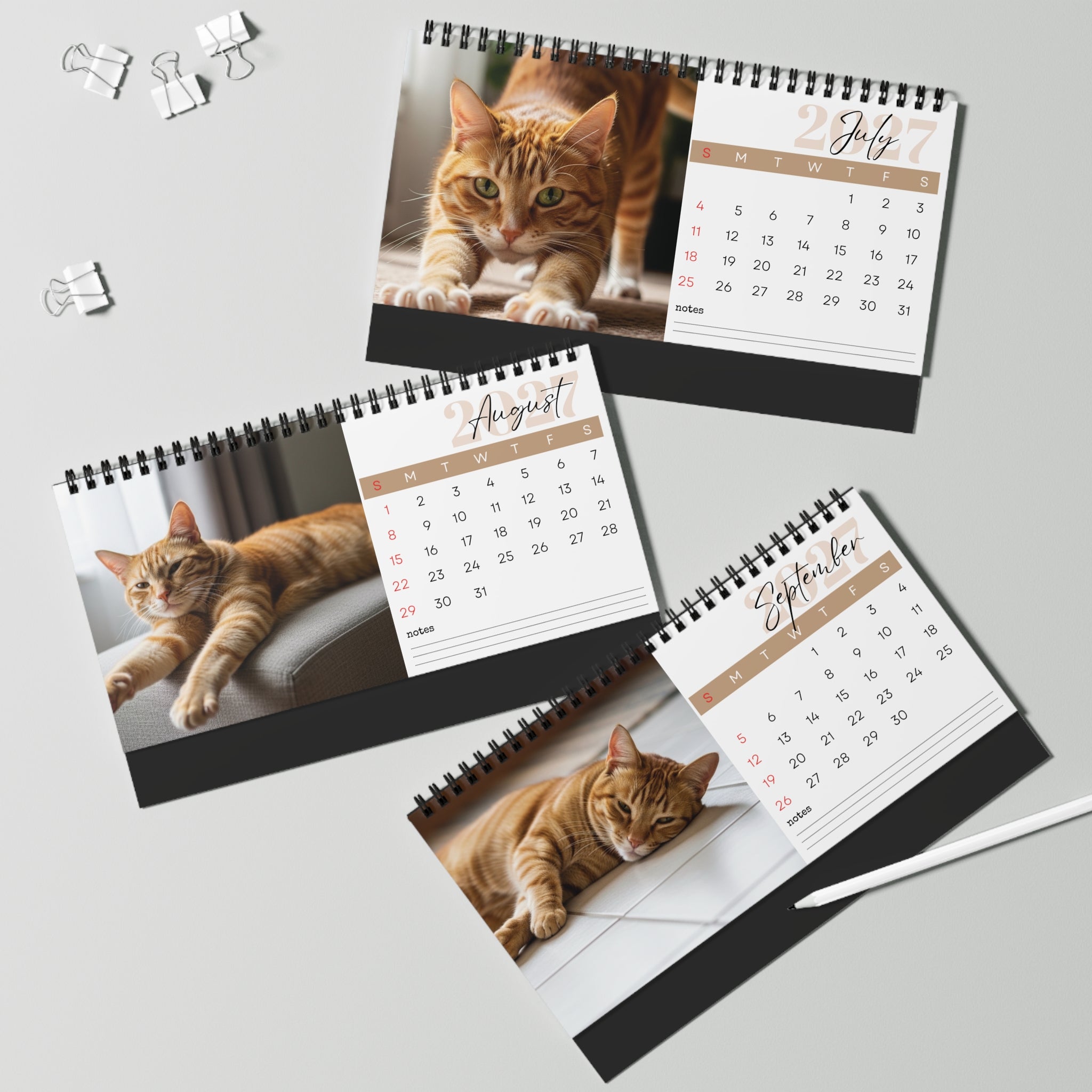 Ginger Cat Desk Calendar 2027