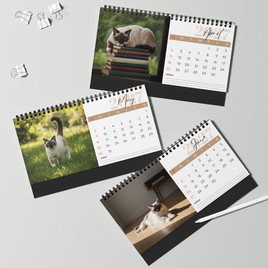 Birman Cat Desk Calendar 2027