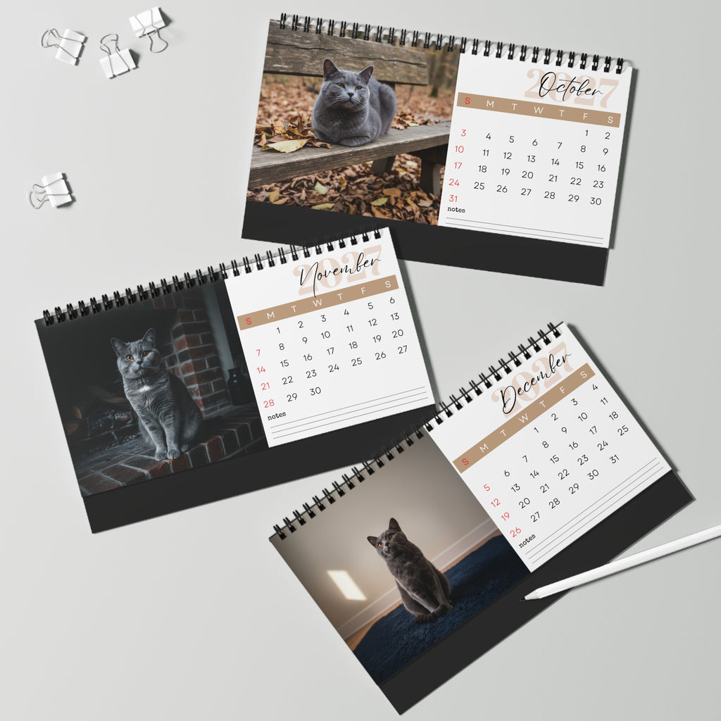 Chartreux Cat Desk Calendar 2027
