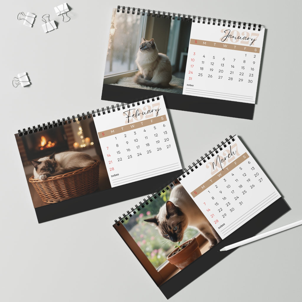 Balinese Cat Desk Calendar 2027