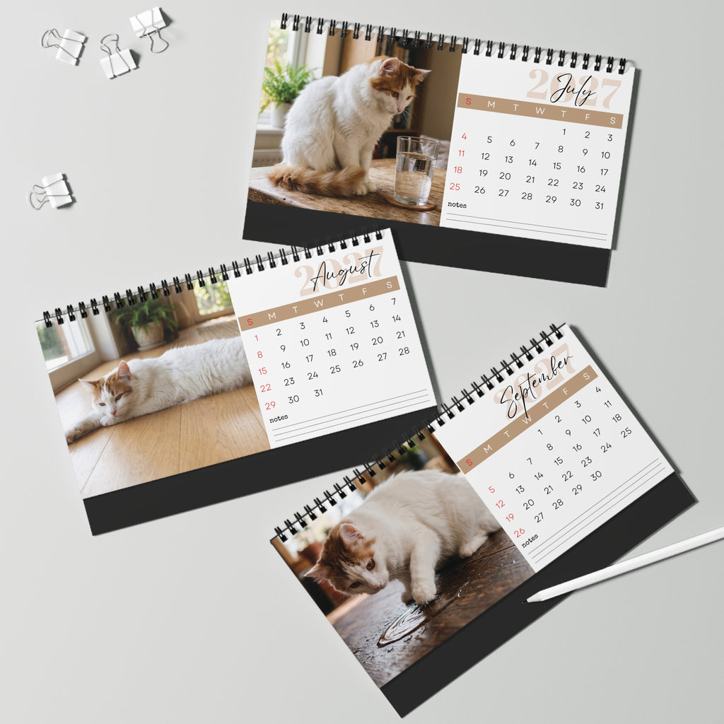 Turkish Van Cat Desk Calendar 2027