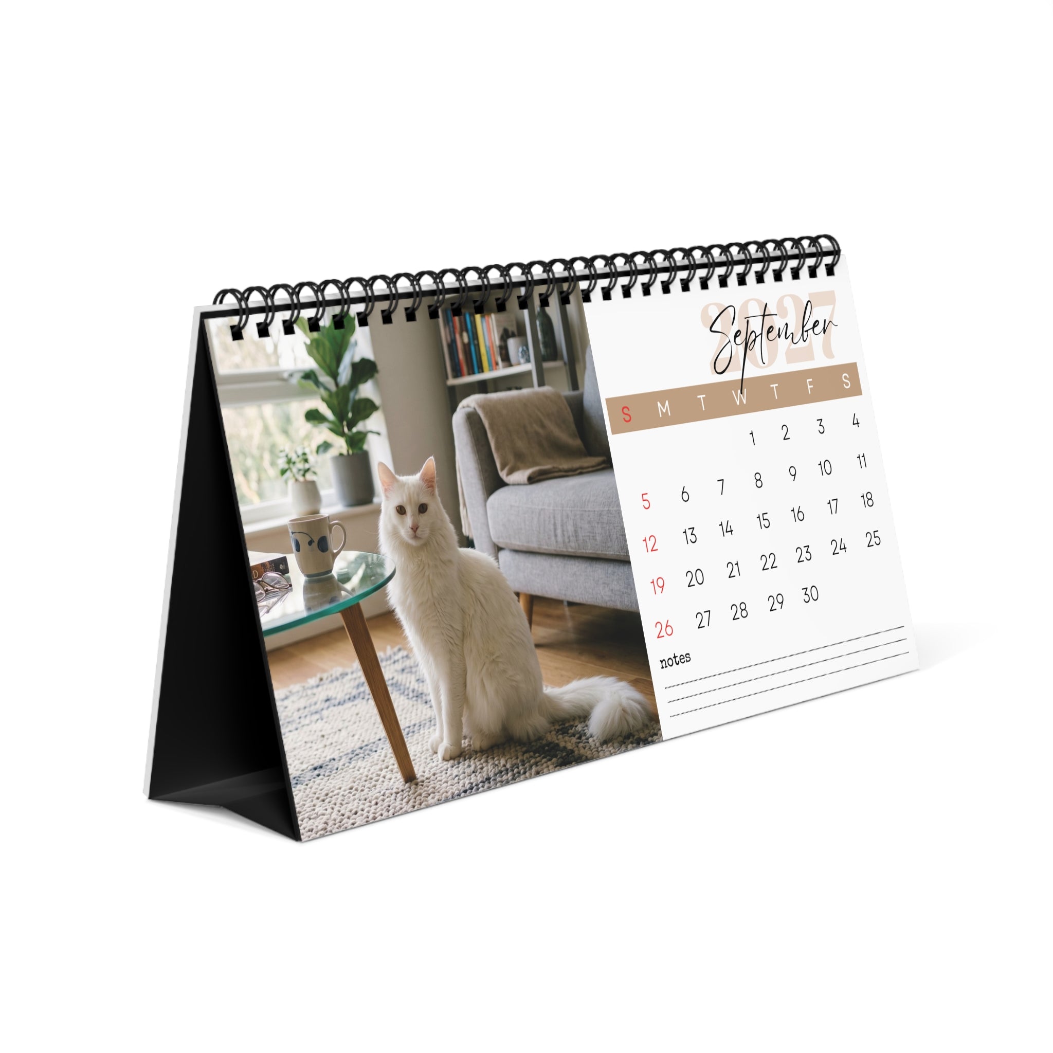 Turkish Angora Cat Desk Calendar 2027